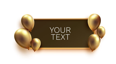 Congratulations frame, Balloon with photo frame, birthday happy poster. Vectorのイラスト素材