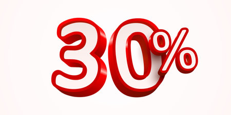 30 percent Off. 3d number 10. Sale banner.のイラスト素材