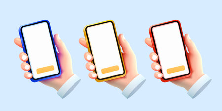 smartphone in hand, touch screen, web banner. Vectorのイラスト素材