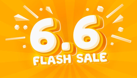 Flash sale 6.6 event, big sale offer, poster label. Vector illustration