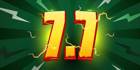 7.7 discount flash sale background. Vector illustration for shopping day, online shopping, special Offer coupon, voucher, banner template, websites, social media advertising.のイラスト素材