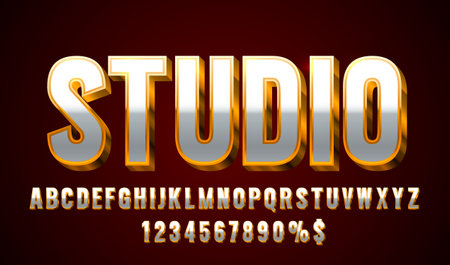 Studio font set collection, letters and numbers symbol. Vector illustrationのイラスト素材