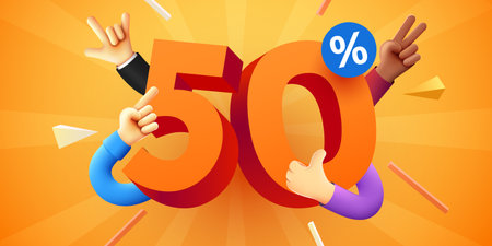 50 percent Off. Discount creative composition. Product presentation, mock up, podium. Sale banner...