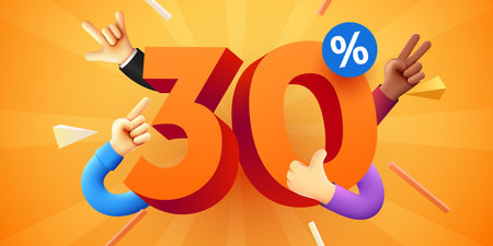 30 percent Off. Discount creative composition. Product presentation, mock up, podium. Sale banner...