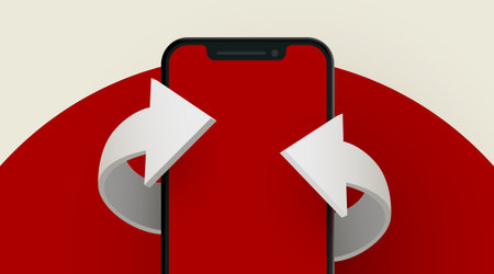 Smartphone with arrows. Money back, cashback or online shopping concept.のイラスト素材