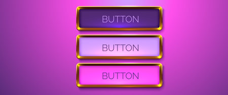 Gold rectangle isolated button. Golden design for empty emblem. Glossy golden metallic frame.