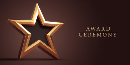 Golden winner star. Concept of victory, achievement, success, rewarding of winner.のイラスト素材