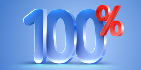 100 percent Off. 3d number 100. Sale banner.のイラスト素材