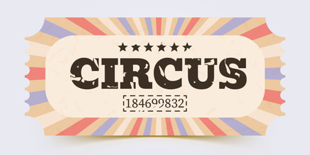 Vintage old circus ticket. Retro ticket design template. Ticket for circus, carnival or festival.のイラスト素材