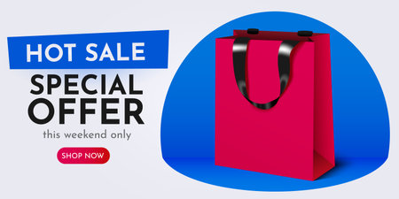 Shopping or mega sale banner. Colorful discount sale background with shopping bag.のイラスト素材