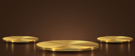 Luxury golden podium scene background. Product presentation, mock up, winner podium, stage pedestal or platform.のイラスト素材