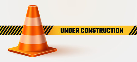 Under construction background with road cone.のイラスト素材