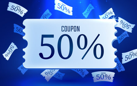3d coupon. Special giveaway with coupons or voucher, percentage off. Gift voucher template.のイラスト素材
