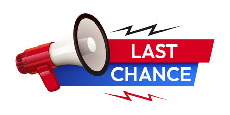 Last chance tag with megaphone. Special promo sign. Sale promotion symbol.のイラスト素材