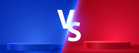 Modern versus background with podiums and rays effects.のイラスト素材
