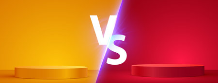 Modern versus background with podiums and rays effects.のイラスト素材