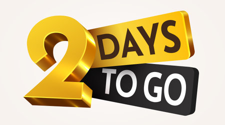 2 day to go. Countdown discounts and sale time. Two days left sign, label.のイラスト素材
