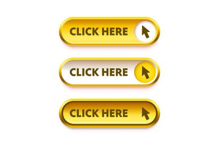 Click here button set, link mouse click. Vector illustrationのイラスト素材