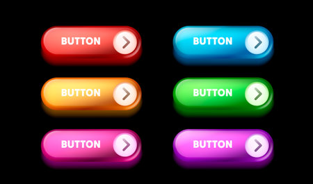 Set color round button, frame label, event web element. Vector illustration