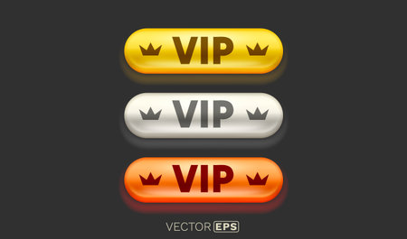 Button Vip, frame label, event bar casino, show signboard. Vector illustrationのイラスト素材