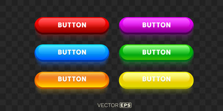 Neon Light button, frame label, event bar casino, buttons with color. Vector illustrationのイラスト素材