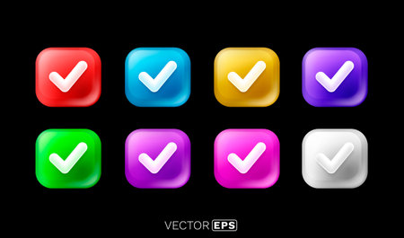 Set color button ok, approve button icon. Vector illustrationのイラスト素材