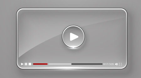 Transparent glass video player template for web and mobile apps.のイラスト素材