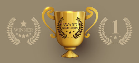 Realistic Golden Trophy . Award cupのイラスト素材