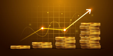 Business background, finance and investment, currency exchange concept, growth, economic graph.のイラスト素材