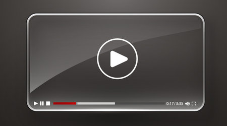 Transparent glass video player template for web and mobile apps.のイラスト素材