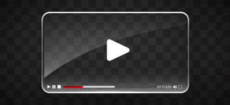 Transparent glass video player template for web and mobile apps.のイラスト素材