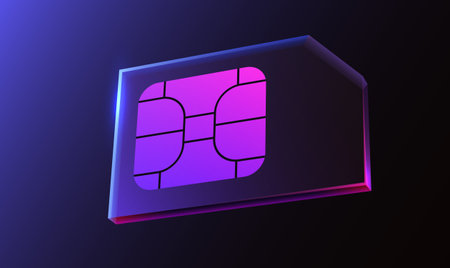 Glass sim card chip. Futuristic sim card or eSim symbol.のイラスト素材