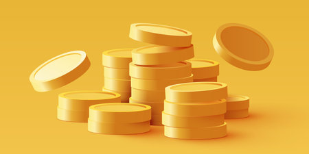 Stack of golden dollar coins. Economics concept.のイラスト素材