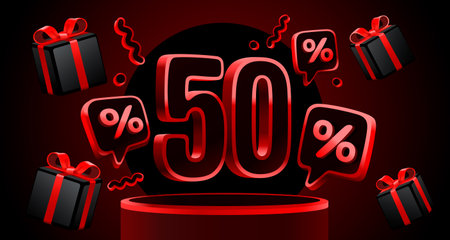 Black Friday 50 percent, special offer, discount flyer. Vector illustrationのイラスト素材