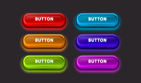 Light button, frame label, event web bar, buttons with color. Vector illustrationのイラスト素材
