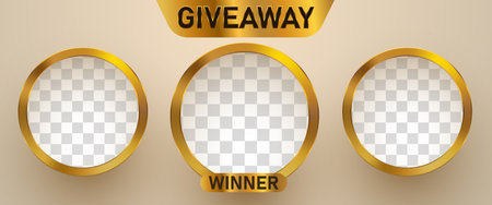 Giveaway winner announcement social media post template. Giveaway winner announcement with three winners.のイラスト素材