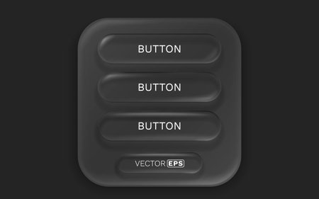 Dark Neumorphic UI Panel with Four Black Buttons. Vector illustrationのイラスト素材