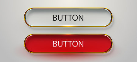 Glossy Glass Web Buttons with Golden Borders.のイラスト素材