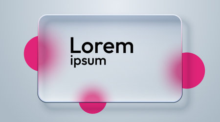 Website landing page template in glass morphism style. Frosted glass partition with floating spheresのイラスト素材