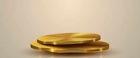 Luxury golden podium scene background. Product presentation, mock up, winner podium, stage pedestal or platform.のイラスト素材
