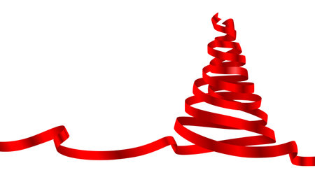 Elegant Red Ribbon Christmas Tree Design.のイラスト素材