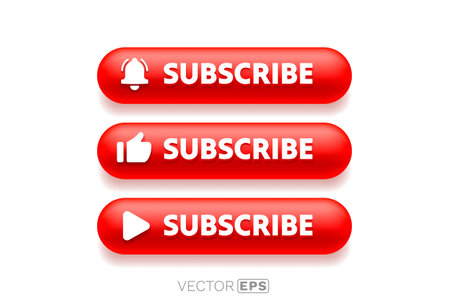 Sleek red 3D subscribe button collection.のイラスト素材