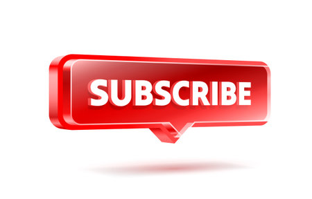 Shiny 3D Subscribe button in red, perfect for web and social media. A modern call to action design.のイラスト素材