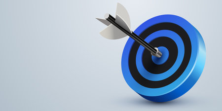 Red dart target icon with arrow isolated on white background. 3d style design of business goal. Success finance marketing strategy.のイラスト素材