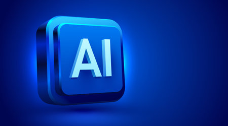 Brightly glowing AI computer chip. Technology concept. CPU processor. Computer microchip.のイラスト素材