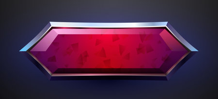 Glossy red hexagonal button with metallic frame. Ideal for modern UI design.のイラスト素材