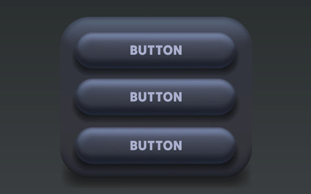 Modern button menu in dark mode. This sleek UI element is perfect for web and app design.のイラスト素材