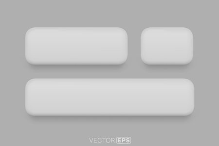 Modern UI elements, a set of soft 3D buttons and input fields on a gray background. Perfect for web design or mobile apps.のイラスト素材
