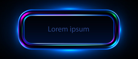 Dynamic neon gradient frame, vibrant glowing border frame or buttonのイラスト素材