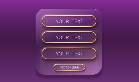 Modern menu UI element with golden accents on a purple background.のイラスト素材